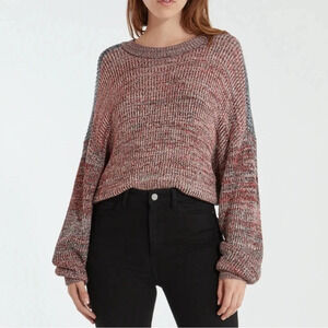 Joie Sweater Red and Black Fernlea Knit Sweater Size Medium Long Sleeve Womens